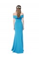 Compra Azul Verde pavo real Cubierta Hombros Descubiertos Crepé Elástico Largo Formales Vestidos de dama de honor / Vestidos de fiesta