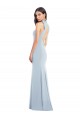 Compra Azul cielo claro Trompeta Cuello Barco Cuello Alto Halter Crepé Elástico Largo Vestidos de dama de honor / Vestidos de fiesta