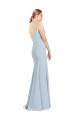 Compra Azul cielo claro Trompeta Cuello en V Crepé Elástico Largo Vestidos de dama de honor / Vestidos de fiesta