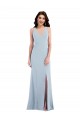 Compra Azul cielo claro Trompeta Cuello en V Crepé Elástico Largo Vestidos de dama de honor / Vestidos de fiesta