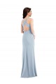 Compra Azul cielo claro Trompeta Cuello en V Crepé Elástico Largo Vestidos de dama de honor / Vestidos de fiesta
