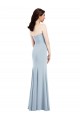 Compra Azul cielo claro Trompeta Cuello en V Sin tirantes Crepé Elástico Largo Vestidos de dama de honor / Vestidos de fiesta