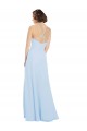 Compra Azul cielo claro línea A Halter Gasa Largo Vestidos de dama de honor