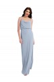 Compra Azul humo Cubierta Tirantes espagueti Crepé Elástico Largo Formales Vestidos de dama de honor / Vestidos de fiesta