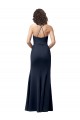 Compra Azul marina oscuro Cubierta Tirantes espagueti Crepé Elástico Largo Formales Vestidos de dama de honor / Vestidos de fiesta