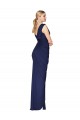 Compra Azul marina oscuro Sirena Cuello en V Cuello Alto Gasa Largo Formales Vestidos de dama de honor / Vestidos de fiesta