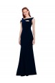 Compra Azul marina oscuro Sirena Hombros Descubiertos Crepé Elástico Largo Formales Vestidos de dama de honor / Vestidos de fiesta