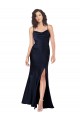 Compra Azul marina oscuro línea A Satén sedoso Largo Formales Vestidos de dama de honor / Vestidos de fiesta