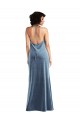 Compra Azul polvoriento Cubierta Terciopelo Elástico Largo Vestidos de dama de honor / Vestidos de fiesta