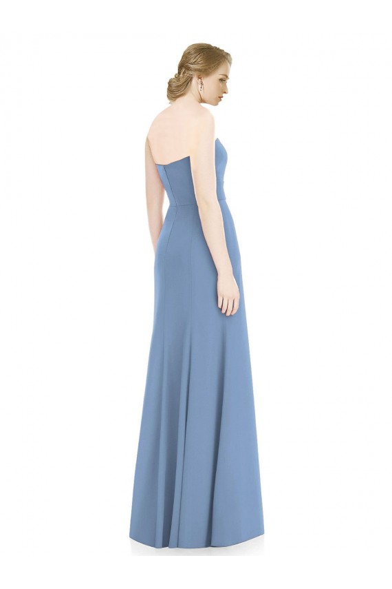 Compra Azul polvoriento Sirena Cuello de Corazón Sin tirantes Gasa Largo Vestidos de dama de honor
