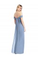Compra Azul polvoriento Sirena Hombros Descubiertos Gasa Largo Vestidos de dama de honor