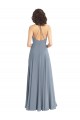 Compra Azul polvoriento línea A Halter Gasa Largo Vestidos de dama de honor