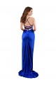 Compra Azul real Cubierta Satén sedoso Largo Formales Vestidos de dama de honor / Vestidos de fiesta