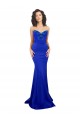 Compra Azul real Sirena Cuello Alto Crepé Elástico Largo Formales Vestidos de dama de honor / Vestidos de fiesta