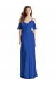 Compra Azul real Trompeta Tirantes espagueti Cuello en V Gasa Largo Vestidos de dama de honor