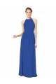 Compra Azul real línea A Halter Gasa Largo Vestidos de dama de honor
