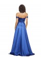 Compra Azul real línea A Hombros Descubiertos Barrer tren Satén elástico Largo Formales Vestidos de dama de honor / Vestidos de fiesta