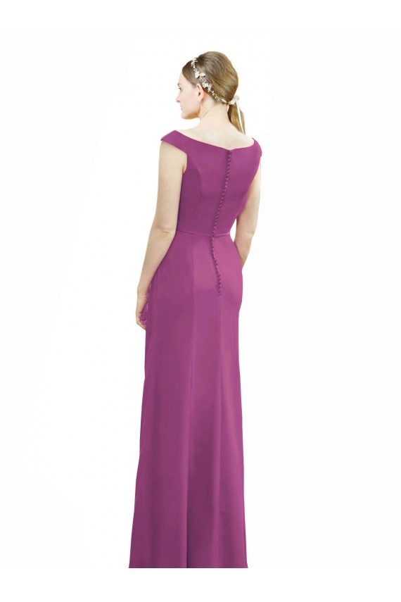 Compra Baya silvestre Sirena Cuello Barco Cuello Alto Gasa Largo Vestidos de dama de honor