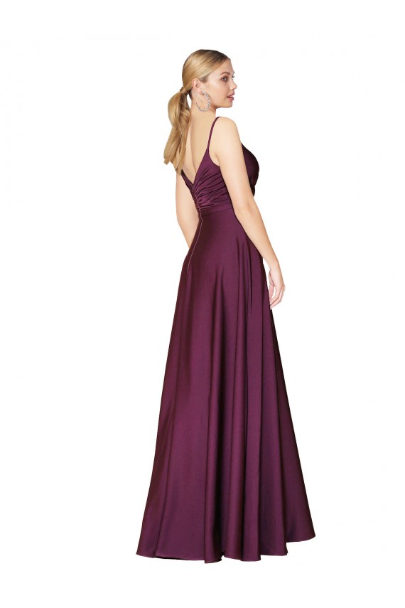 Compra Baya silvestre línea A Tirantes espagueti Crepé Elástico Largo Formales Vestidos de dama de honor / Vestidos de fiesta