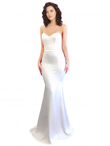 Compra Blanco Sirena Cuello de Corazón Sin tirantes Cuello Alto Crepé Elástico Largo Formales Vestidos de dama de honor / Vestidos de fiesta