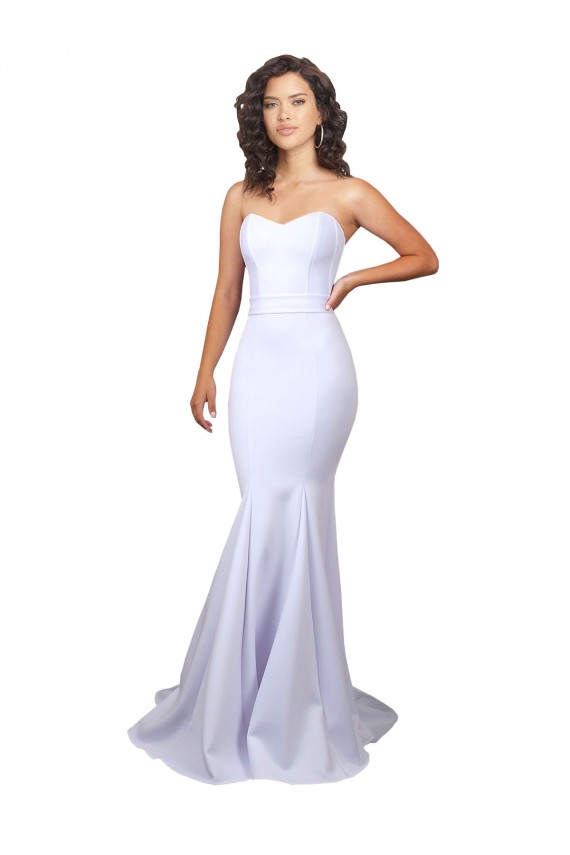 Compra Blanco Sirena Cuello de Corazón Sin tirantes Cuello Alto Crepé Elástico Sencillo Playa Vestidos de novia