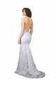 Compra Blanco Sirena Cuello en V Cuello Alto Crepé Elástico Lentejuela Tul Largo Formales Vestidos de dama de honor / Vestidos de fiesta