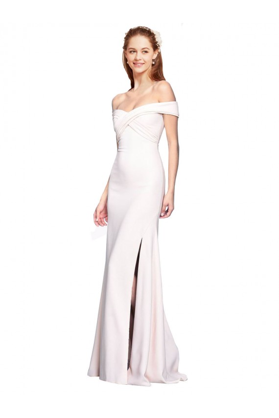 Compra Blanco Sirena Hombros Descubiertos Crepé Elástico Largo Formales Vestidos de dama de honor / Vestidos de fiesta