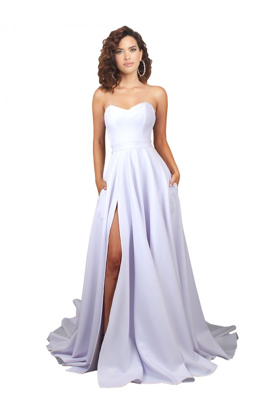 Compra Blanco línea A Cuello de Corazón Crepé Elástico Sencillo Playa Vestidos de novia