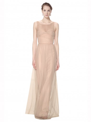 Compra Blush 95 Cubierta Ilusión Cuello de Corazón Tul Largo Vestidos de dama de honor