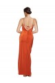 Compra Rust Cubierta Tirantes espagueti Barrer tren Satén elástico Largo Formales Vestidos de dama de honor / Vestidos de fiesta