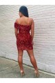 Compra Borgoña Cubierta Un Hombre Corto Lentejuelas Terciopelo Corto Vestidos de fiesta