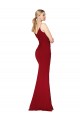 Compra Borgoña Sirena Cuello Alto Tirantes espagueti Crepé Elástico Largo Formales Vestidos de dama de honor / Vestidos de fiesta