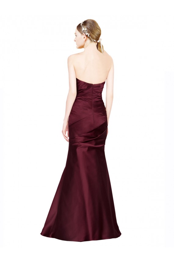 Compra Borgoña Sirena Cuello de Corazón Satén Largo Formales Vestidos de dama de honor / Vestidos de fiesta