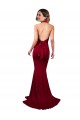 Compra Borgoña Sirena Halter Cuello en V Spandex Largo Formales Vestidos de dama de honor / Vestidos de fiesta