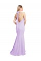 Compra Borgoña Sirena Halter Gasa Largo Vestidos de dama de honor