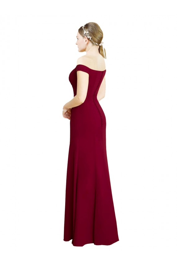 Compra Borgoña Sirena Hombros Descubiertos Gasa Largo Vestidos de dama de honor / Vestidos de fiesta