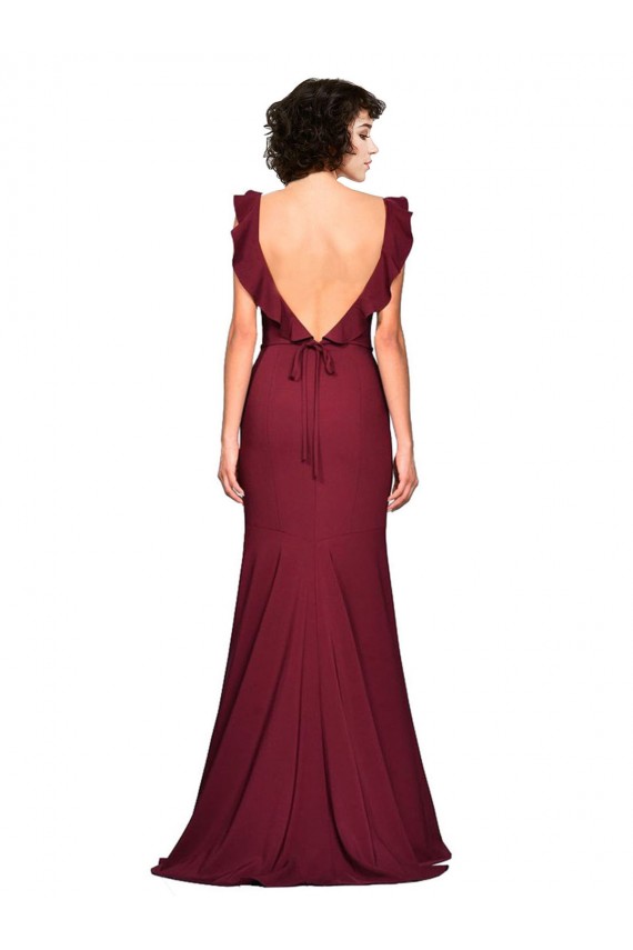 Compra Borgoña Sirena Sin tirantes Crepé Elástico Largo Vestidos de dama de honor / Vestidos de fiesta