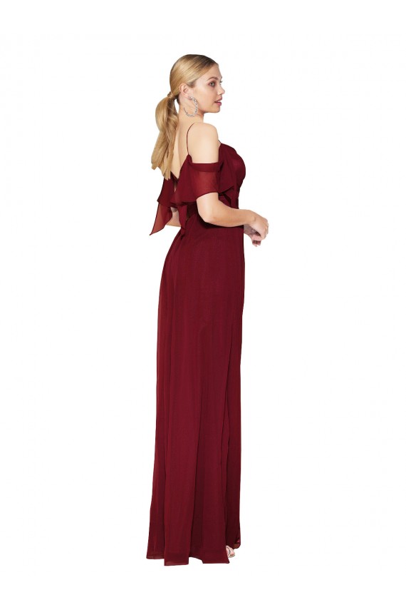 Compra Borgoña Trompeta Hombros Descubiertos Gasa Largo Formales Vestidos de dama de honor / Vestidos de fiesta