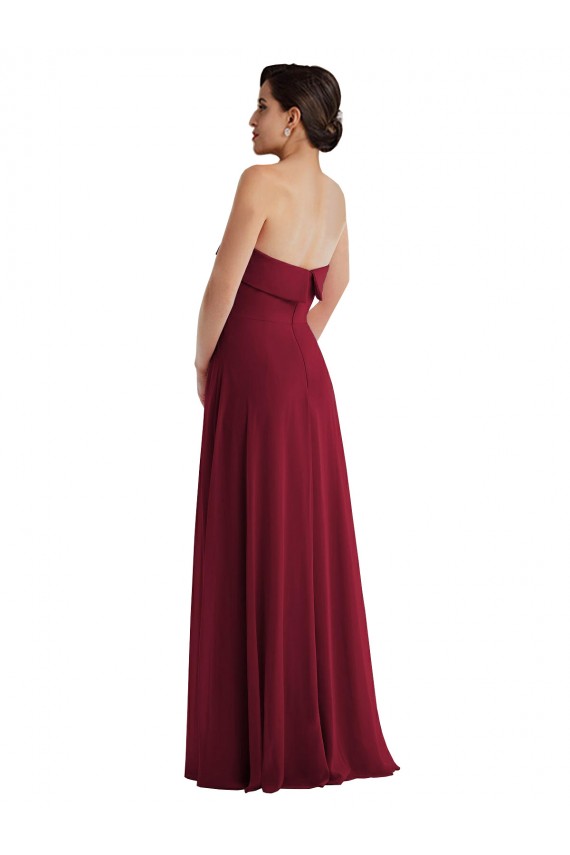 Compra Borgoña línea A Sin tirantes Gasa Largo Formales Vestidos de dama de honor / Vestidos de noche