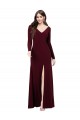 Compra Borgoña oscuro Cubierta Cuello en V Spandex Largo Vestidos de dama de honor / Vestidos de fiesta