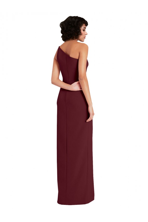 Compra Borgoña oscuro Cubierta Un Hombre Crepé Elástico Largo Formales Vestidos de dama de honor / Vestidos de fiesta