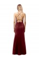 Compra Borgoña oscuro Sirena Halter Cuello Alto Crepé Elástico Largo Formales Vestidos de dama de honor / Vestidos de fiesta