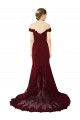 Compra Borgoña oscuro Sirena Hombros Descubiertos Barrer tren Crepé Elástico Encaje Largo Formales Vestidos de dama de honor / Vestidos de fiesta