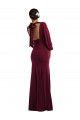 Compra Borgoña oscuro Trompeta Barco Crepé Elástico Largo Formales Vestidos de dama de honor / Vestidos de fiesta