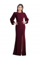 Compra Borgoña oscuro Trompeta Barco Crepé Elástico Largo Formales Vestidos de dama de honor / Vestidos de fiesta