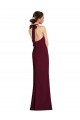 Compra Borgoña oscuro Trompeta Halter Crepé Elástico Largo Vestidos de dama de honor / Vestidos de fiesta