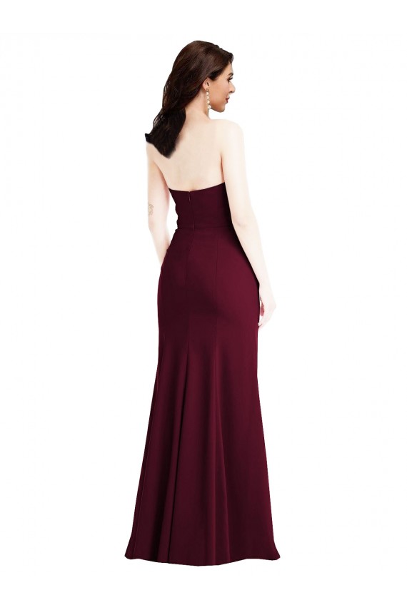 Compra Borgoña oscuro Trompeta Sin tirantes Crepé Elástico Largo Vestidos de dama de honor / Vestidos de fiesta