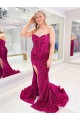 Compra Color mostrado Cubierta Cuello de Corazón Barrer tren Lentejuelas Terciopelo Largo Vestidos de fiesta