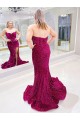 Compra Color mostrado Cubierta Cuello de Corazón Barrer tren Lentejuelas Terciopelo Largo Vestidos de fiesta
