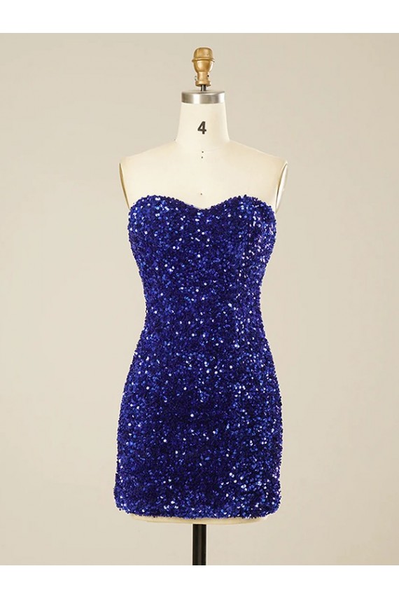 Compra Color mostrado Cubierta Cuello de Corazón Corto Lentejuelas Terciopelo Corto Vestidos de fiesta